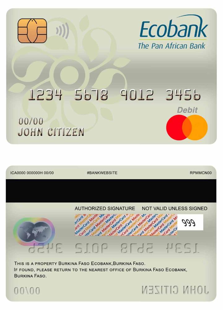 Burkina Faso Ecobank bank mastercard debit card